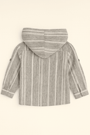 Boys Junior Grey Striped With Hooded Shirt Nawao.com