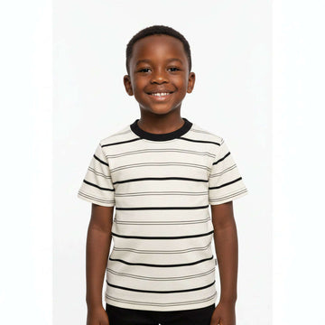 Boys Junior Ivory   Black Waffle T Shirt Ivory Nawao.com