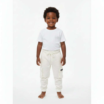 Boys Junior Ivory Track Pant With Cargo Pocket Ivory Nawao.com