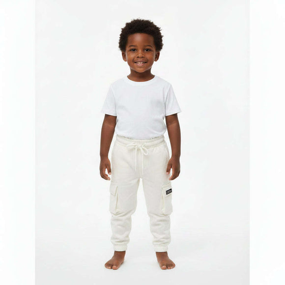 Boys Junior Ivory Track Pant With Cargo Pocket Ivory Nawao.com