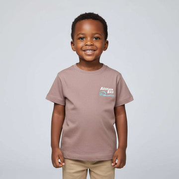 Boys Junior Loose Fit Front   Back Emboridery T Shirt Brown Nawao.com