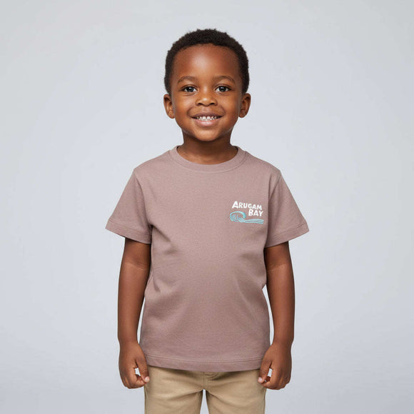 Boys Junior Loose Fit Front   Back Emboridery T Shirt Brown Nawao.com