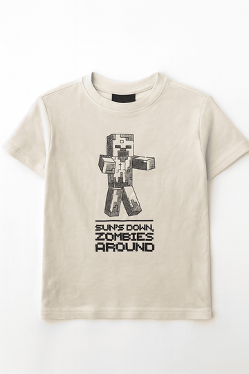 Boys Junior Minecraft Beige T Shirt Nawao.com