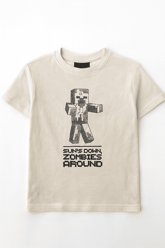 Boys Junior Minecraft Beige T Shirt Nawao.com