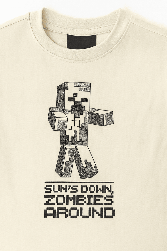 Boys Junior Minecraft Beige T Shirt Nawao.com