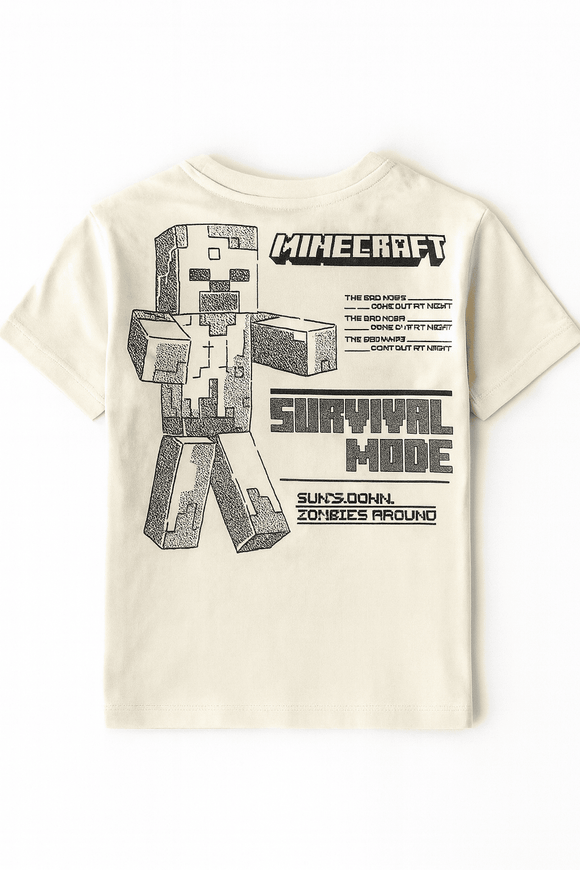 Boys Junior Minecraft Beige T Shirt Nawao.com
