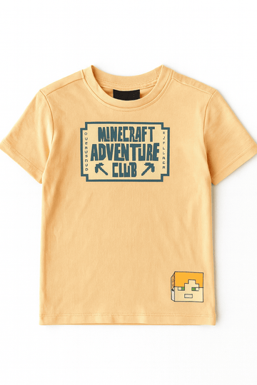 Boys Junior Minecraft Coral T Shirt Orange Nawao.com