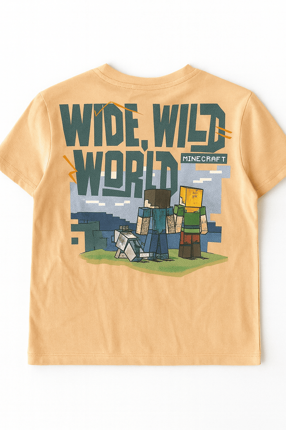 Boys Junior Minecraft Coral T Shirt Orange Nawao.com