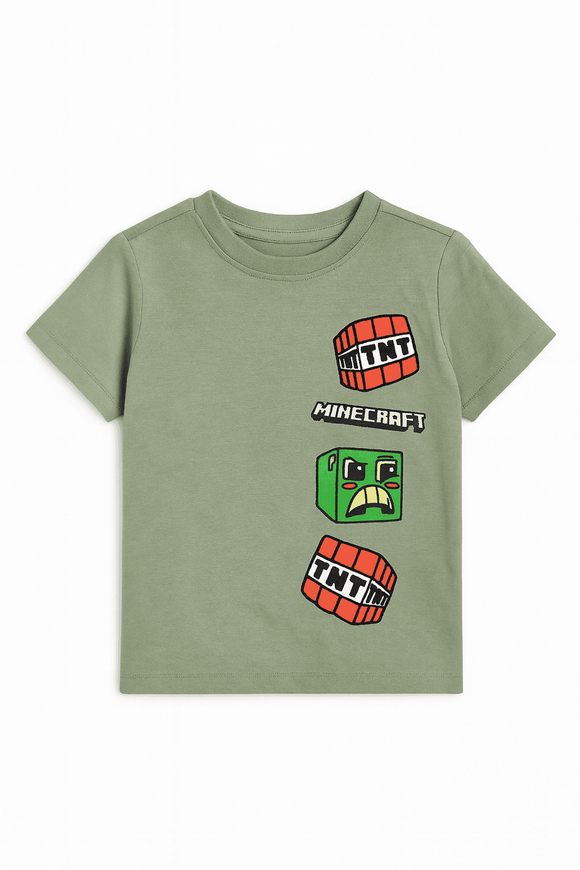 Boys Junior Minecraft Green T Shirt Nawao.com
