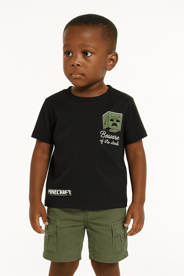 Boys Junior Minecraft Ivory T Shirt Black Nawao.com