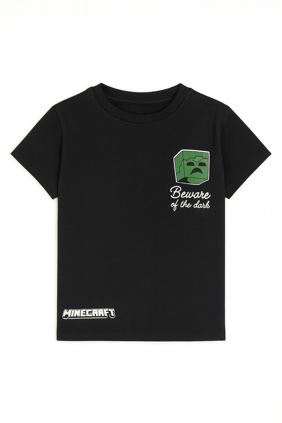 Boys Junior Minecraft Ivory T Shirt Black Nawao.com