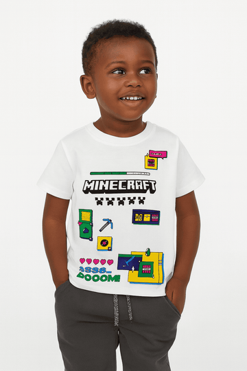 Boys Junior Minecraft White T Shirt Nawao.com