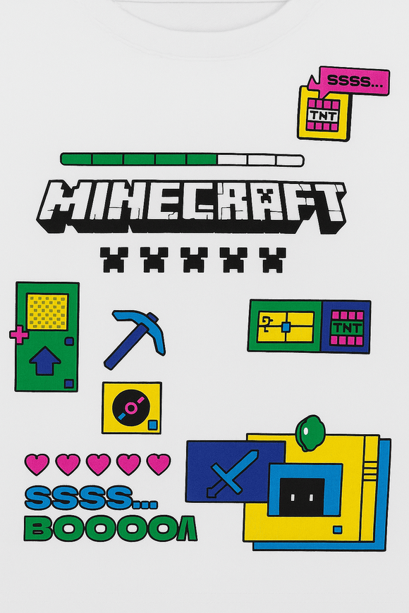 Boys Junior Minecraft White T Shirt Nawao.com