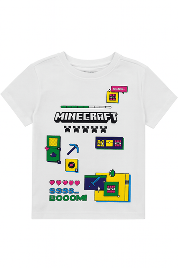 Boys Junior Minecraft White T Shirt Nawao.com