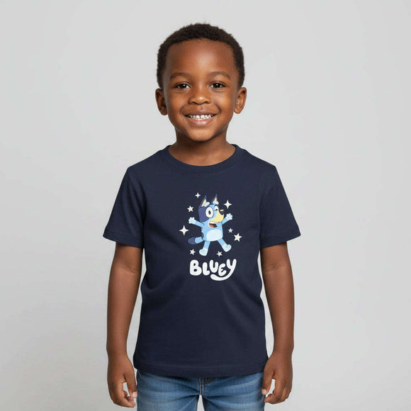 Boys Junior Navy Bluey  Front And Back Print T Shirt Navy Nawao.com