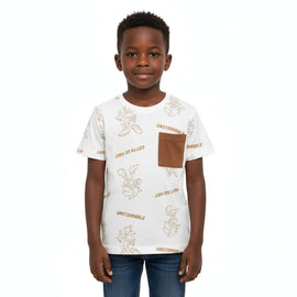 Boys Junior Off White Aop Sonic Tshirt With Pocket  Ivory Nawao.com