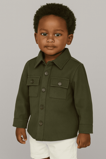 Boys Junior Olive Coordinate Shirt Green Nawao.com