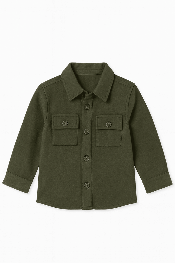 Boys Junior Olive Coordinate Shirt Green Nawao.com