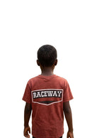Boys Junior Red Acid Wash With Badges T Shirt  Red Nawao.com