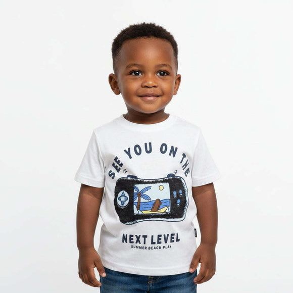 Boys Junior White Flip Sequins T Shirt White Nawao.com