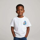 Boys Junior White Short Sleeve Tshirt With Frint And Back Print  White Nawao.com