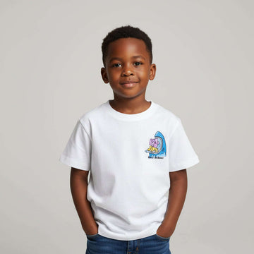 Boys Junior White Short Sleeve Tshirt With Frint And Back Print  White Nawao.com