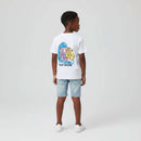 Boys Junior White Short Sleeve Tshirt With Frint And Back Print  White Nawao.com