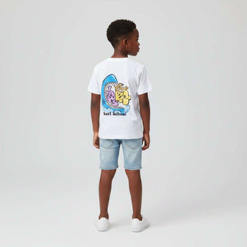 Boys Junior White Short Sleeve Tshirt With Frint And Back Print  White Nawao.com