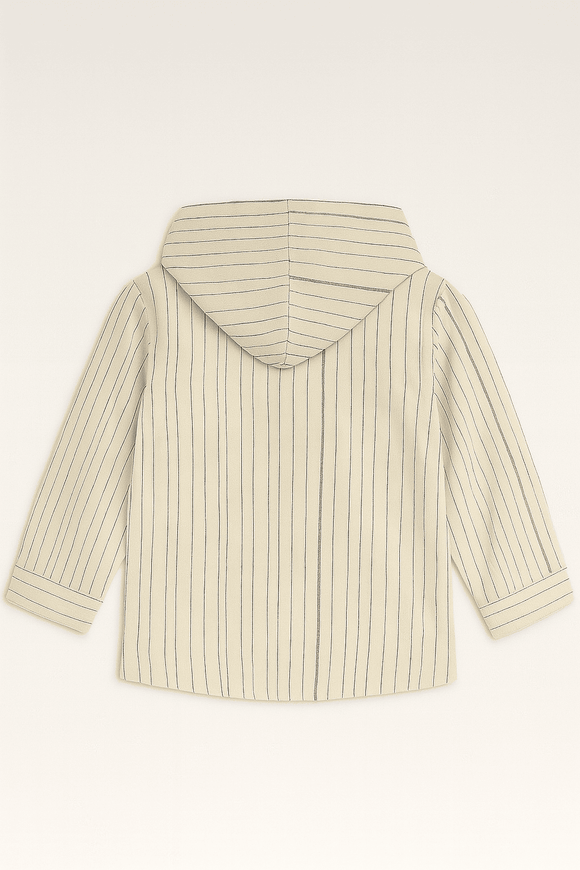 Boys Junior White Striped With Hooded Shirt Nawao.com