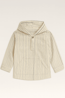 Boys Junior White Striped With Hooded Shirt Nawao.com