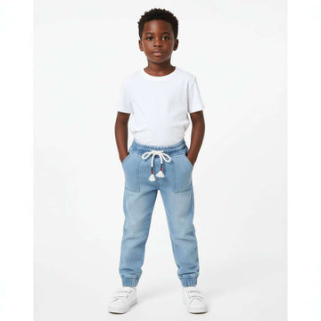 Boys Light Wash Knit Denim Jogger Light Wash Nawao.com