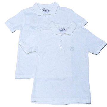 Boys Solid 2Pc Pack S S Polo White Nawao.com