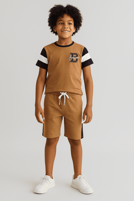 Brown Basic Oversize Casual Set Brown Nawao.com