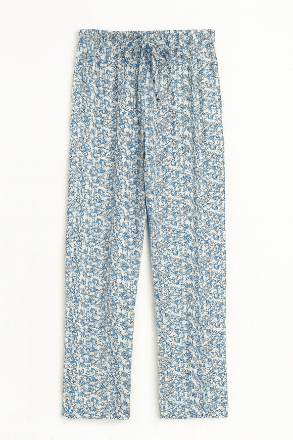 Brown Blue Floral Table Pyjama Set Nawao.com