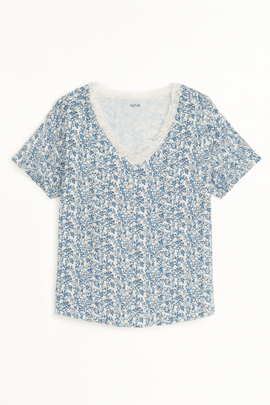 Brown Blue Floral Table Pyjama Set Nawao.com