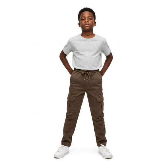 Brown Cargo Colored Knit Denim Jogger Brown Nawao.com