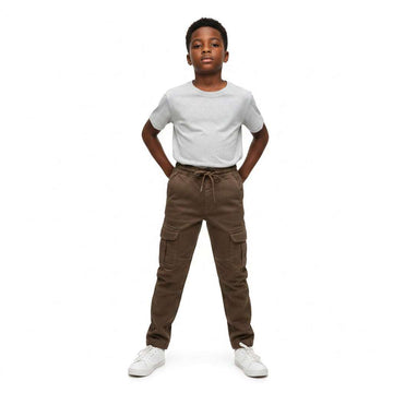 Brown Cargo Colored Knit Denim Jogger Brown Nawao.com