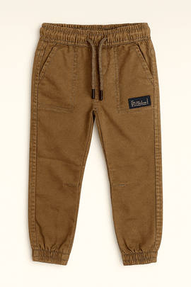 Brown Coloured Knitted Denim Jogger Brown Nawao.com