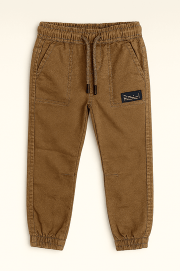 Brown Coloured Knitted Denim Jogger Brown Nawao.com