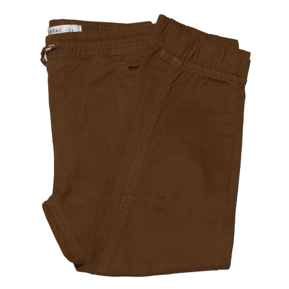 Brown Elastic Waist Jogger Nawao.com