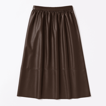 BROWN GATHERED SKIRT Nawao.com