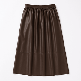 BROWN GATHERED SKIRT Nawao.com