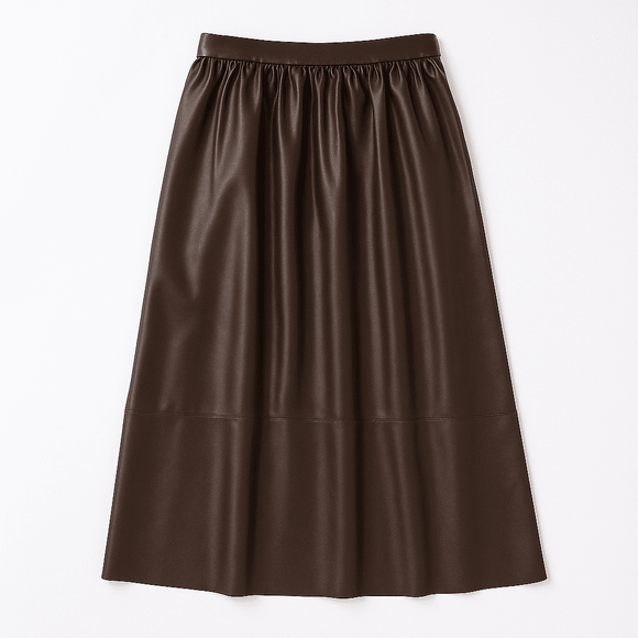 BROWN GATHERED SKIRT Nawao.com