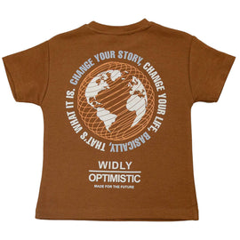 Brown Jacquard Short Sleeve T Shirt Brown Nawao.com
