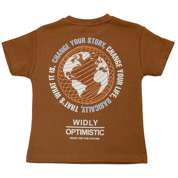 Brown Jacquard Short Sleeve T Shirt Brown Nawao.com