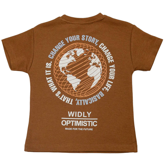 Brown Jacquard Short Sleeve T Shirt Brown Nawao.com