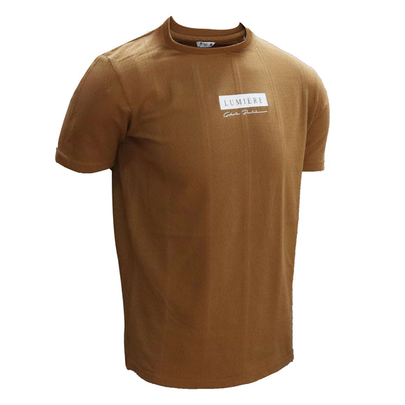 Brown Jacquard T-Shirts Nawao.com