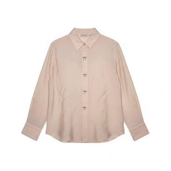 Brown Shirt With Bow Eyelets Brown Nawao.com
