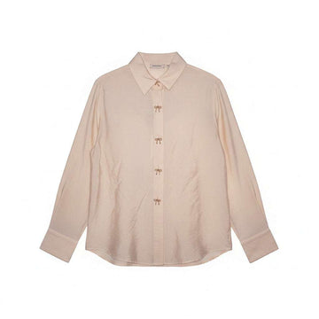 Brown Shirt With Bow Eyelets Brown Nawao.com