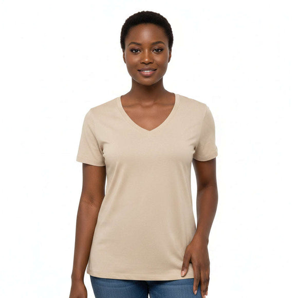 Brown Short Sleeve V Neck T Shirt Brown Nawao.com